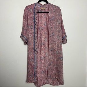 Natalie Martin Lennon silk pink floral kimono One Size